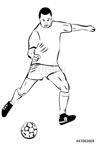334x500 A Sketch Athlete Football Player With The Ball Stock Image And - Football Player Sketch