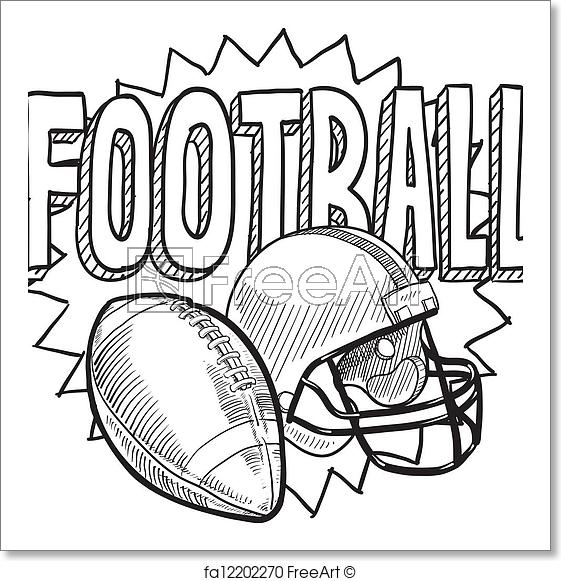 561x581 Free Art Print Of American Football Sketch. Doodle Style American - Football Sketch