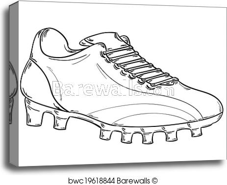 463x379 Canvas Print Of Football Boots Sketch Barewalls Posters Amp Prints - Football Sketch Image
