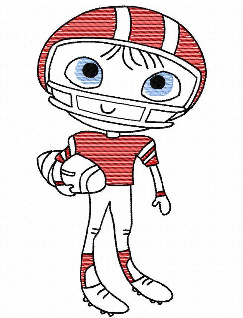 489x640 Swirly Boy Football Player Sketch Embroidery Design - Football Sketch Image