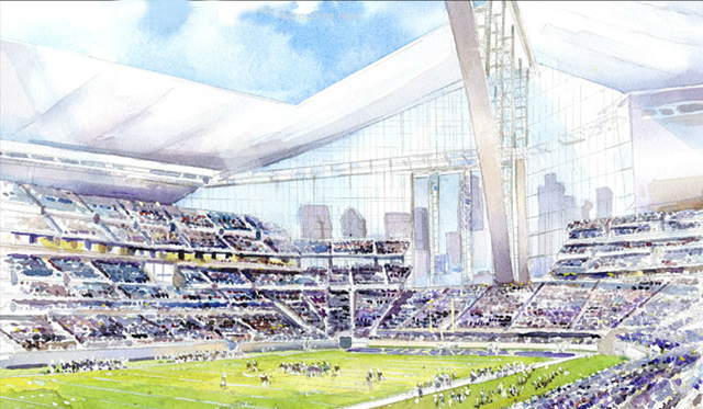 640x373 Vikes Stadium To Be Designed By Architects For Dallas - Football Stadium Sketch