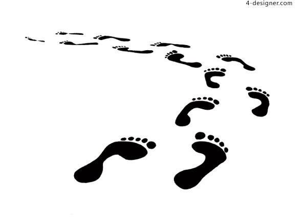 600x435 4 Designer Black Footprints Vector Material - Footprint Sketch