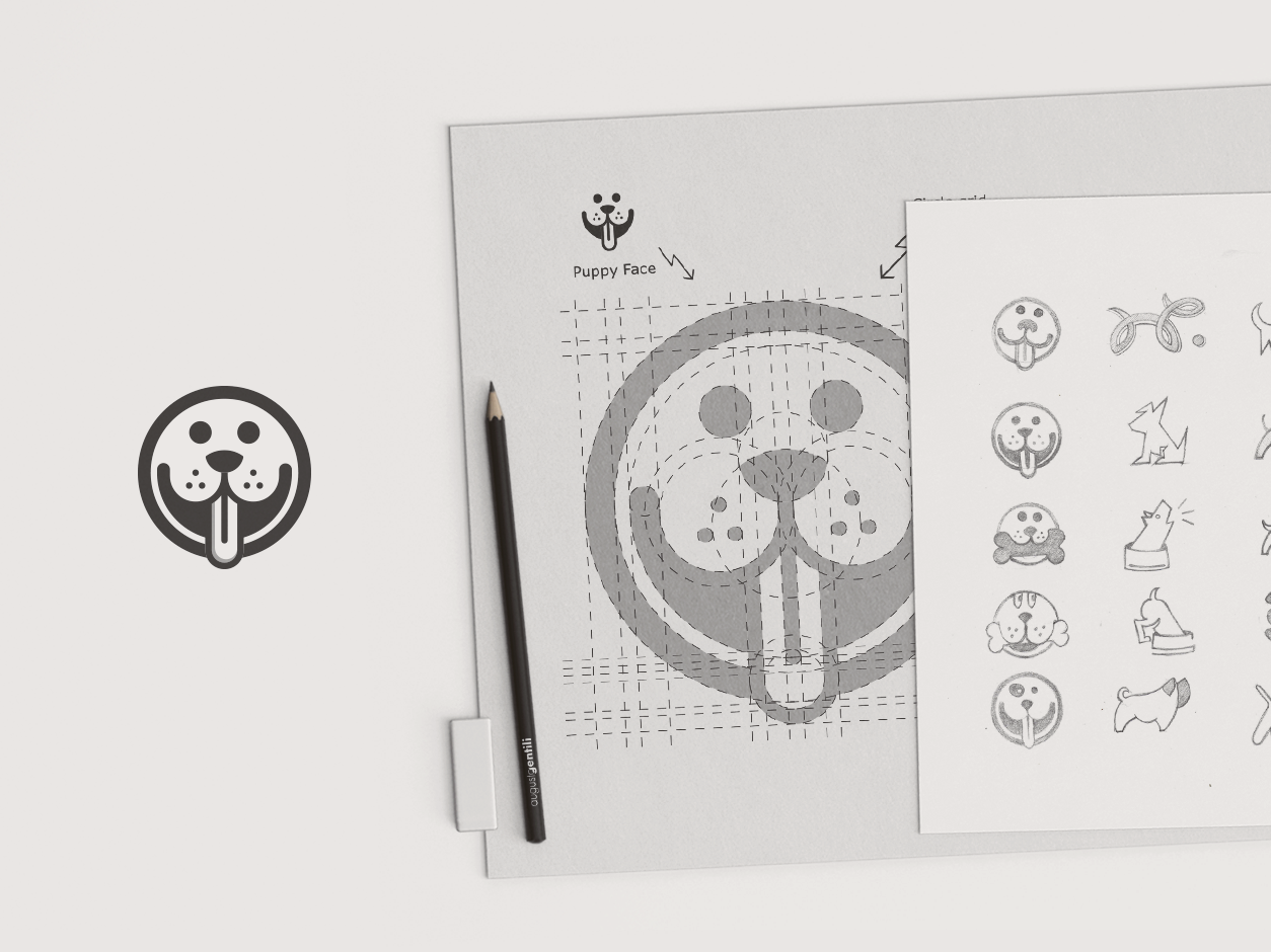 1254x940 Pups Logo Sketch + Grid By Augusto Gentili - Footprint Sketch