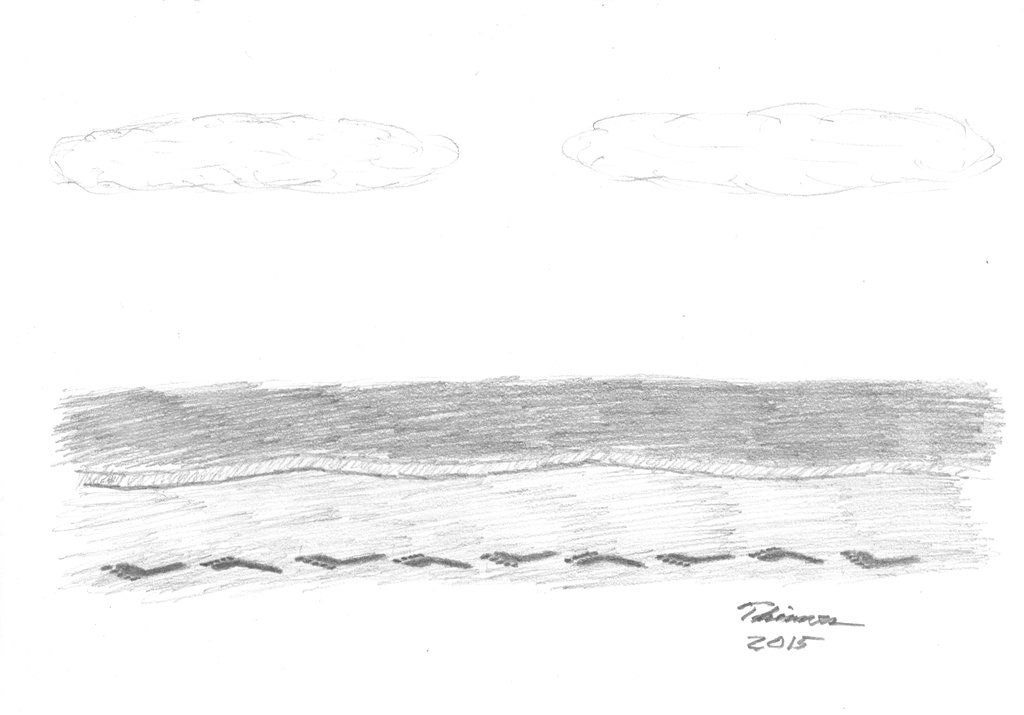 1024x715 Footprints In The Sand By Ethinnes - Footprints In The Sand Sketch