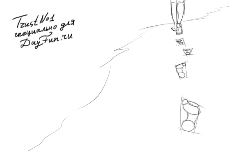 755x500 How To Draw A Footprint Step By Step - Footprints In The Sand Sketch