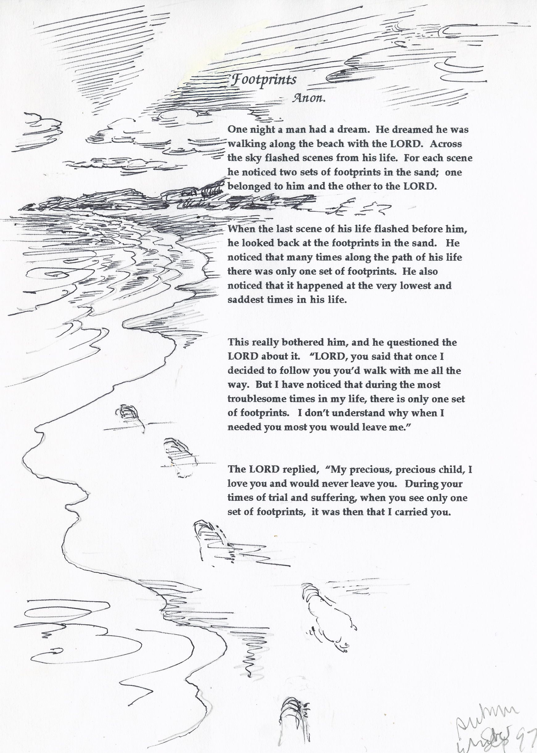 1741x2442 Footprints In The Sand Sketch - Footprints In The Sand Sketch
