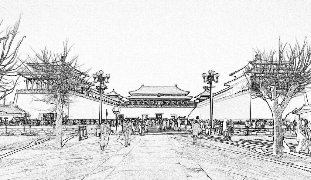 1024x594 Main Entrance To Forbidden City Outline Foolstop - Forbidden City Sketch