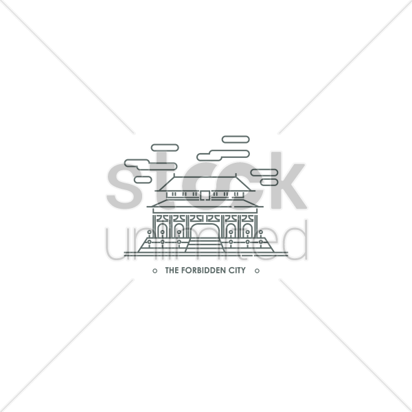 600x600 The Forbidden City Vector Image - Forbidden City Sketch