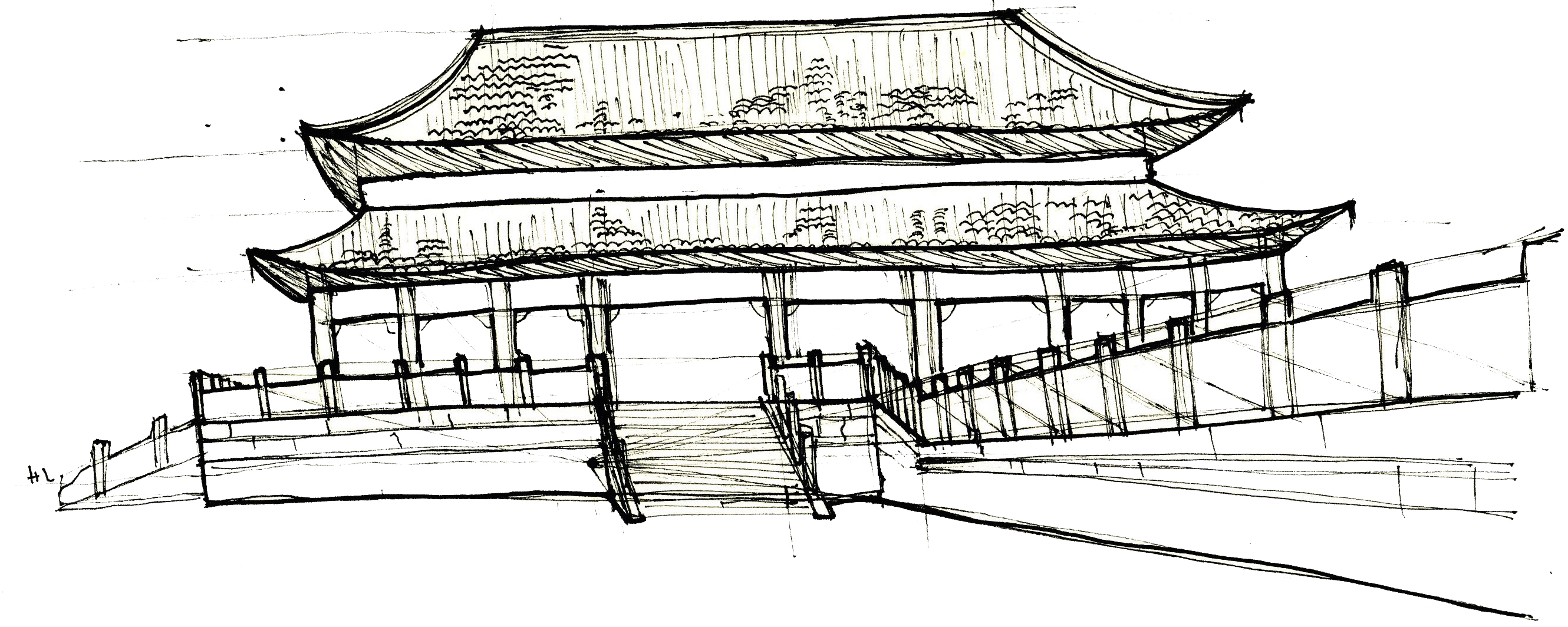 2660x1064 The Pedestrian Perspective Env China Julianne Pineda - Forbidden City Sketch