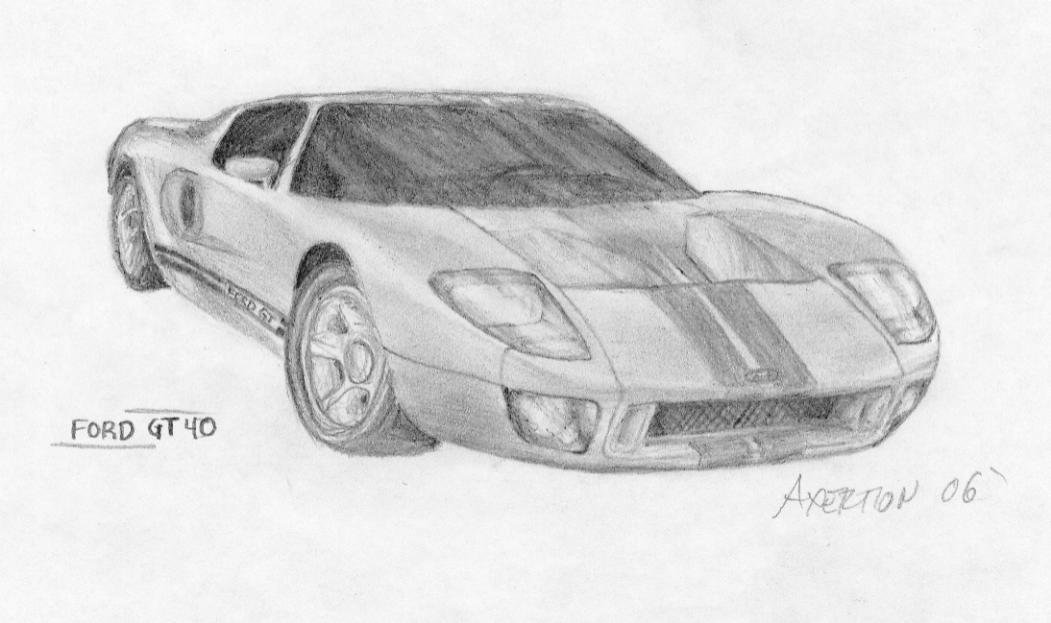 1051x623 Ford F40 Drawing By Axertion - Ford Gt Sketch