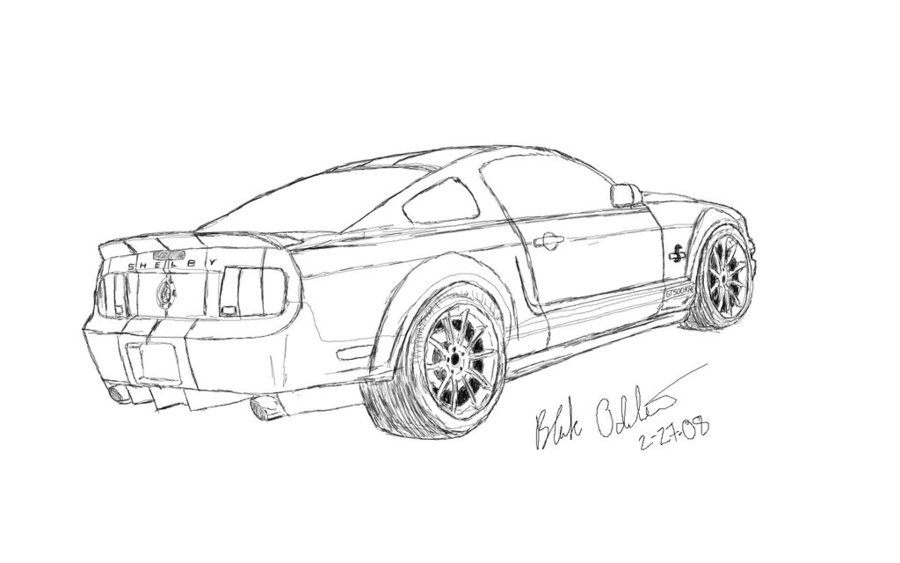 900x563 Download Shelby Gt500 Sketch Clipart Ford Mustang Car Sketch - Ford Mustang Sketch