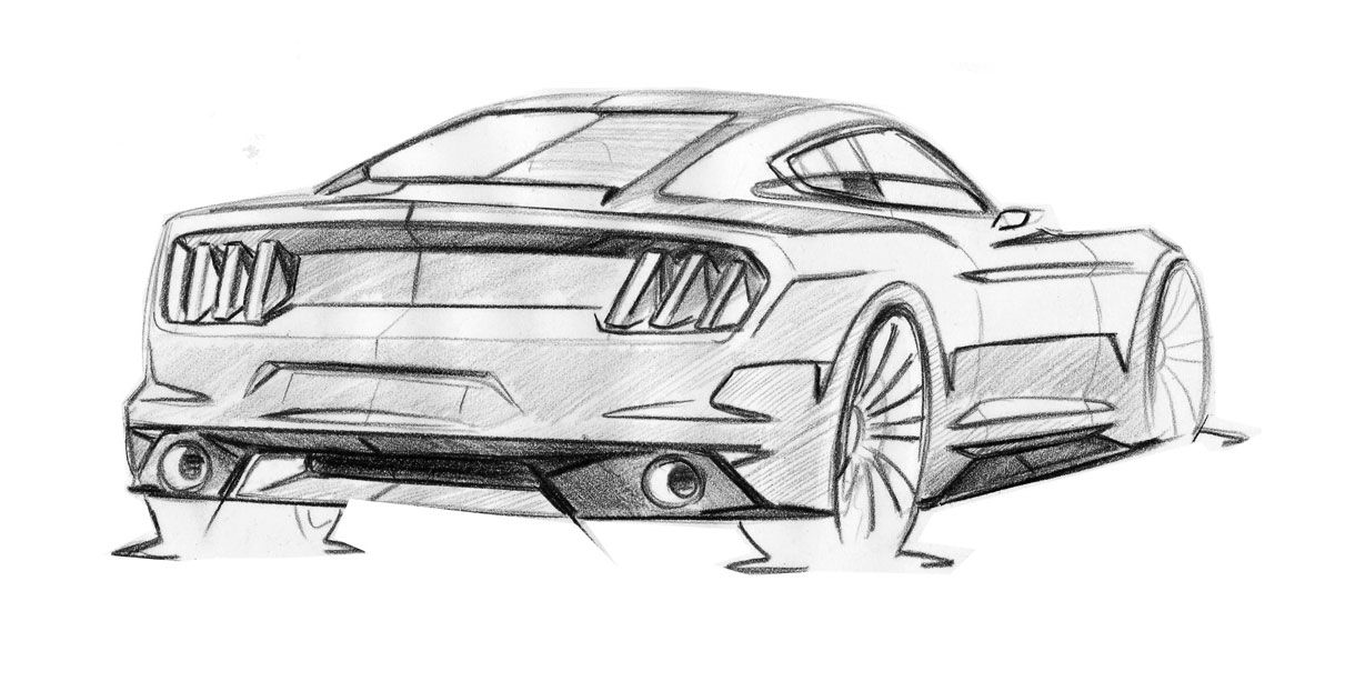 1229x622 Ford Mustang Design Sketch By Kemal Curic Sketches - Ford Mustang Sketch