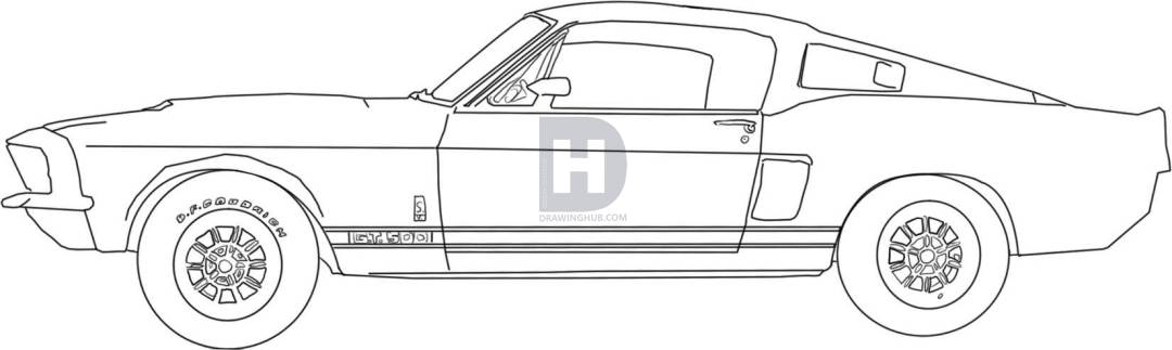 1080x323 How To Draw A Ford Mustang, Step By Step, Drawing Guide, By - Ford Mustang Sketch