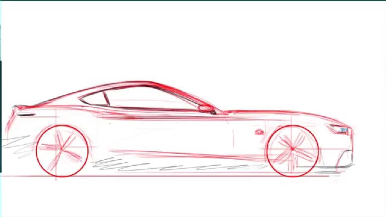 1280x720 Quick Sketching A 2015 Ford Mustang Gt - Ford Mustang Sketch