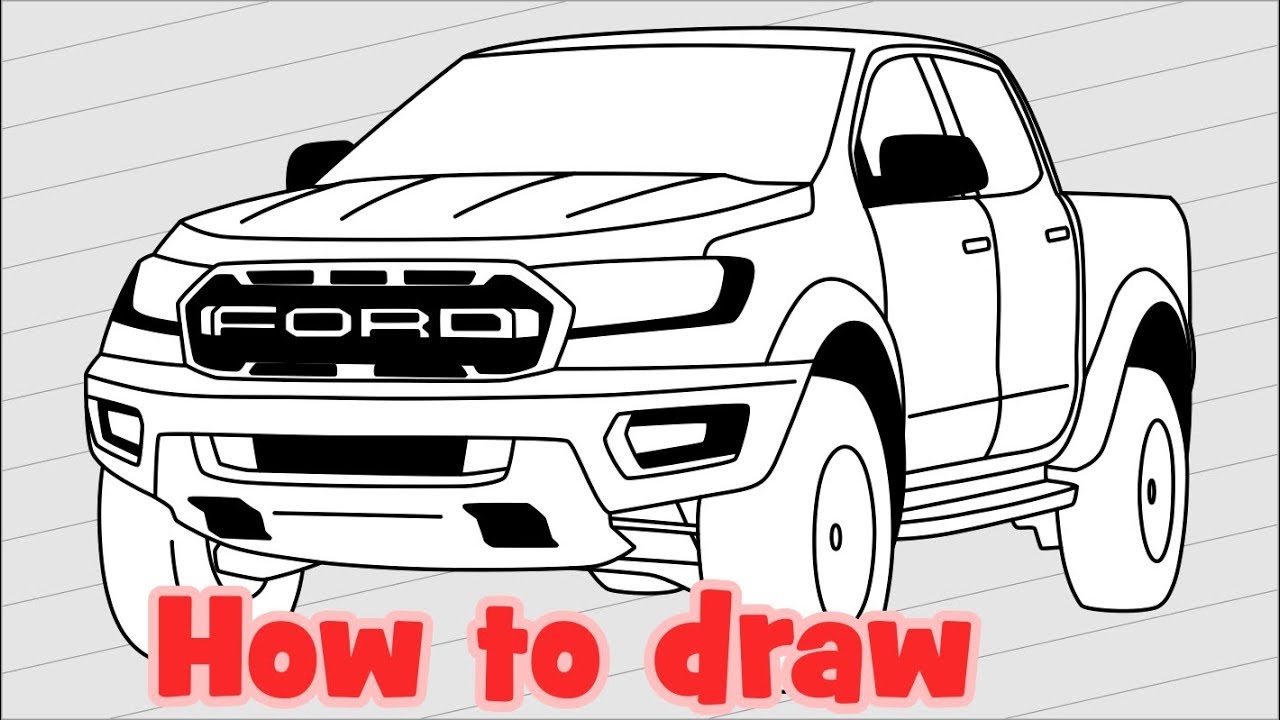 1280x720 How To Draw A Pickup Ford Ranger Raptor 2018 - Ford Raptor Sketch