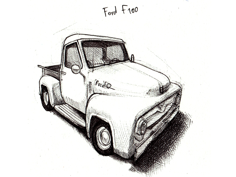 800x600 Ford F100 Sketch By Van Den Kerkhof - Ford Sketch
