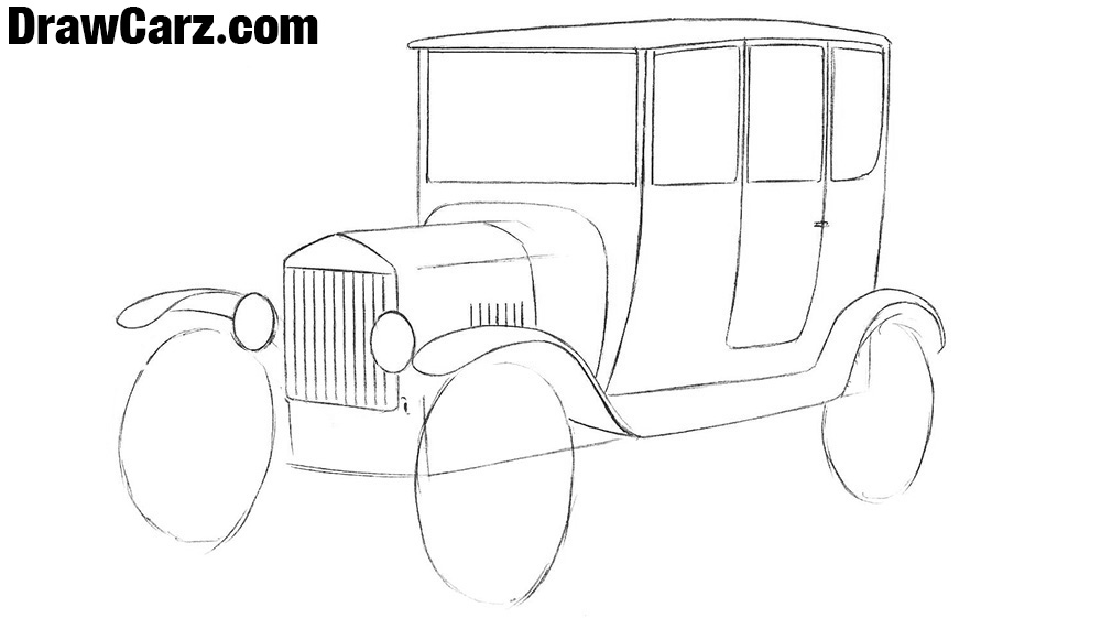 1000x561 How To Draw A Ford Model T Drawcarz - Ford Sketch
