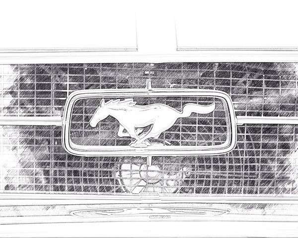 600x480 1967 Ford Mustang Grill Sketch Poster By Brooke Roby - Ford Sketch