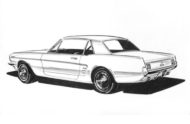 620x406 Donald Petersen Mustang Sketch - Ford Sketch