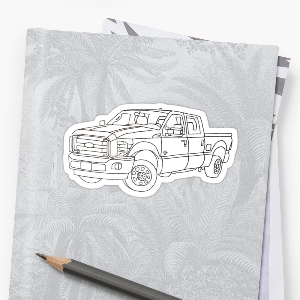 1000x1000 Ford Truck Pen Drawing Stickers By Anon Artist Redbubble - Ford Truck Sketch