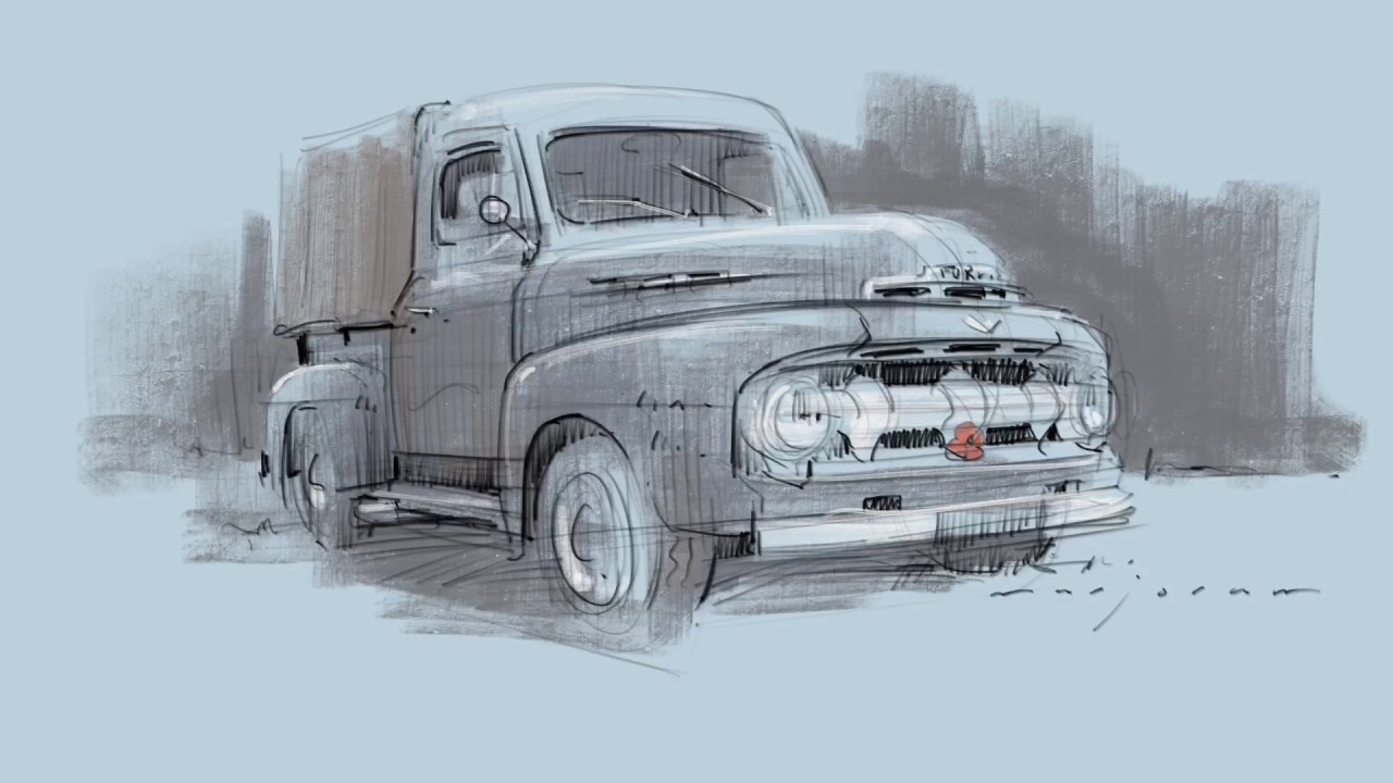 1280x720 1951 Ford Truck Ipad Sketch - Ford Truck Sketch