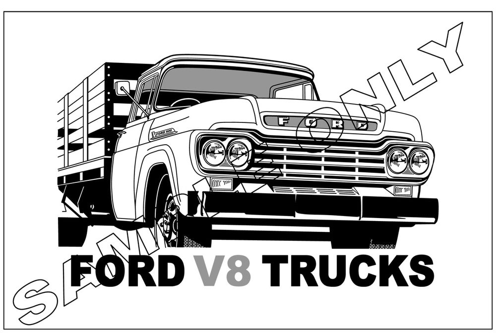 1000x672 Murray Parker Sketch (Mounted) 1959 Ford V8 Truck Collector Models - Ford Truck Sketch