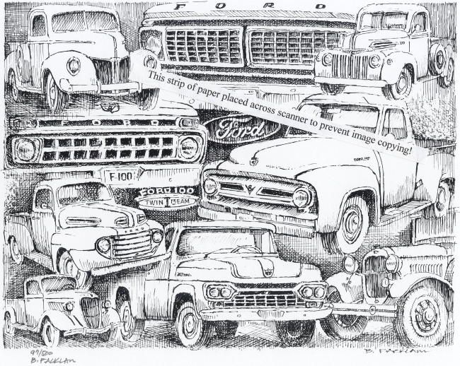 650x518 Vintage Ford Truck Collage Ford Vintage Ford - Ford Truck Sketch