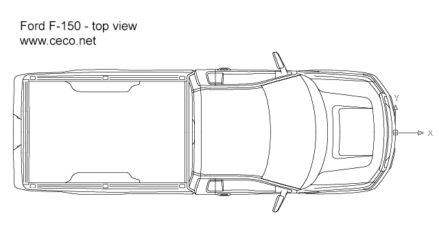 640x360 Autocad Drawing F150 Ford Pick Up Regular Cab Top View Dwg - Ford Truck Sketch