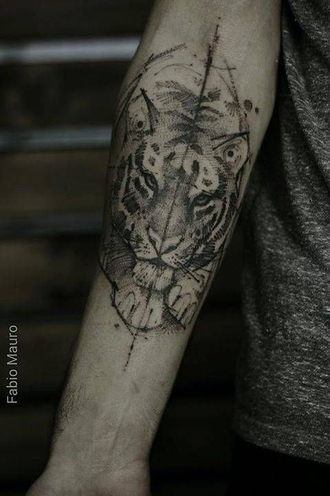 480x720 Sketch Work Style Tiger Tattoo On The Right Inner Forearm - Forearm Tattoo Sketches