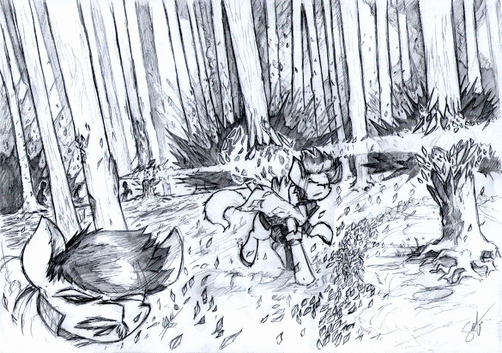 1024x721 Sherlock Holmes Crossover Mlp - Forest Scene Sketch