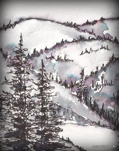 236x300 Winter Forest Sketch. Black And White Vector Illustration Of Snowy - Forest Scene Sketch