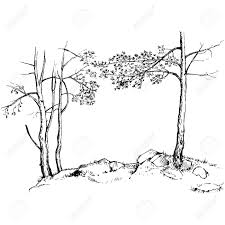 225x225 Drawn Sketch Forest Nature Drawing Pictures - Forest Sketch