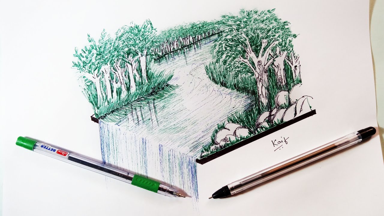 1280x720 Forest Sketch With Pen Quick Pen Sketching Tutorial - Forest Sketch
