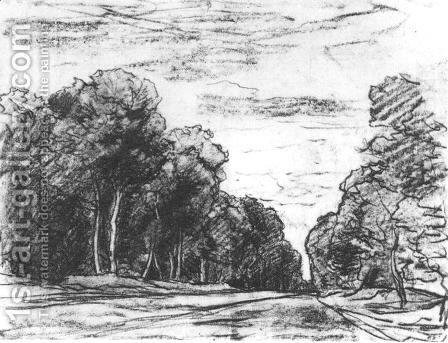 448x343 Paris Road In Fontainebleau Forest Sketch 1877 Paal - Forest Sketch