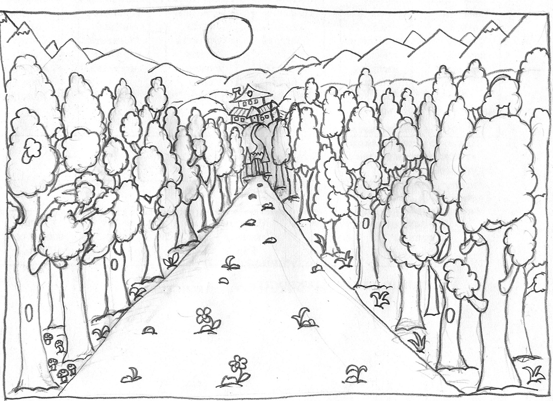 1103x800 My Graphic Warehouse Forest Outlines - Forest Sketch Drawing