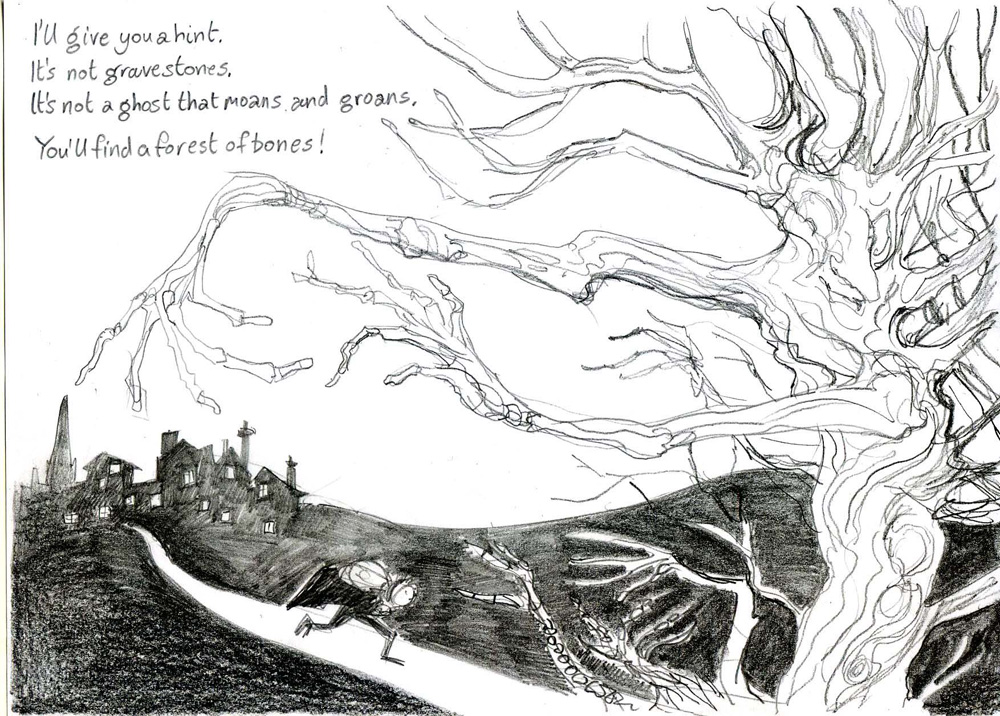 1000x716 Halloween Forest - Forest Sketch Easy