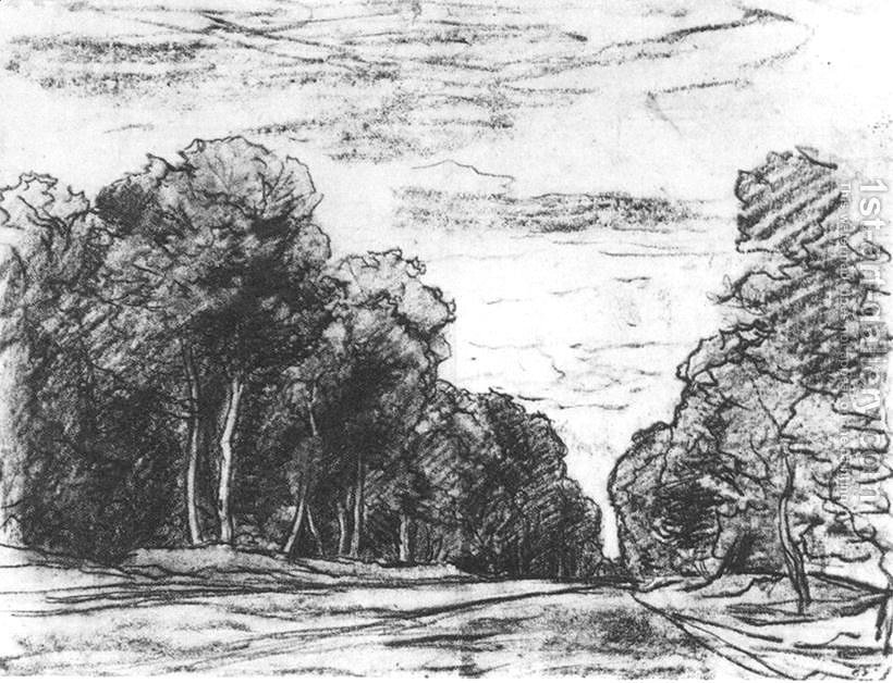 820x628 Paris Road In Fontainebleau Forest Sketch 1877 Paal - Forest Sketch Images