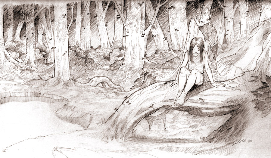 900x525 Sketch Forest By Lelia - Forest Sketch Images