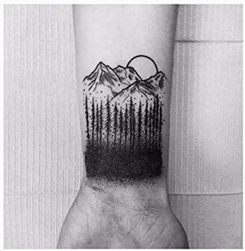 346x355 Set Of 2 Waterproof Temporary Fake Tattoo Stickers - Forest Tattoo Sketch