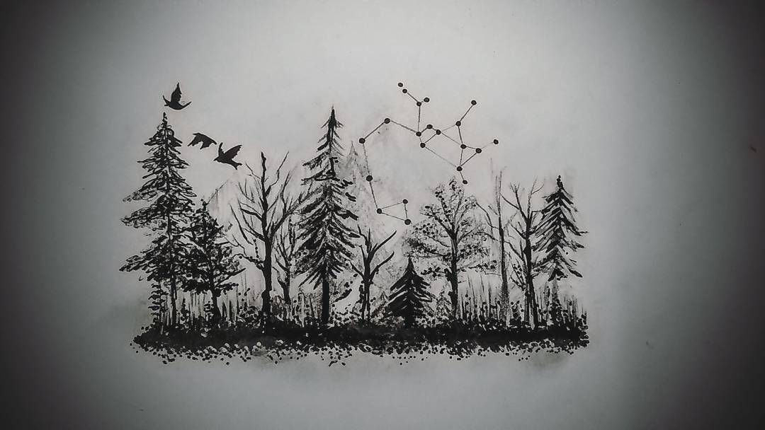 Forest Tattoo Sketch