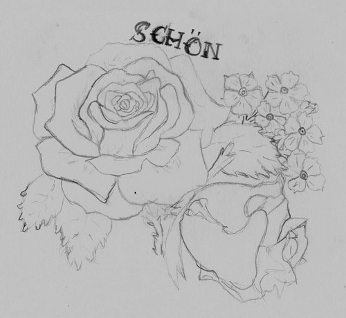 500x460 Rose Tattoo, Uploaded By Emma - Forget Me Not Flower Sketch