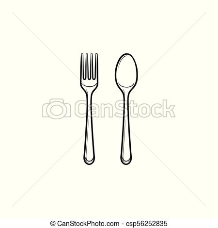 450x470 Fork And Spoon Hand Drawn Sketch Icon. Fork And Spoon Hand Drawn - Fork And Spoon Sketch