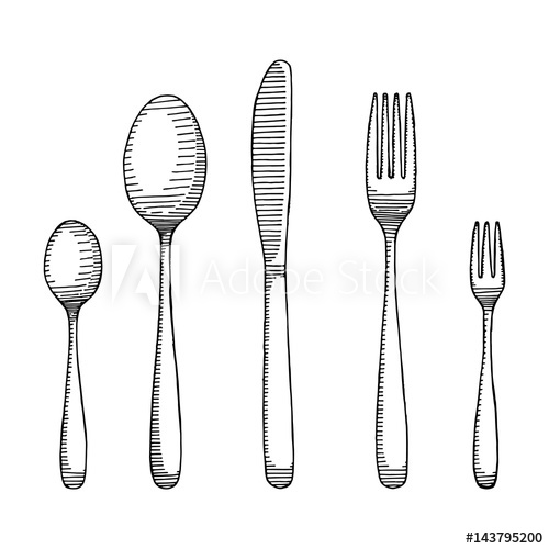 Fork And Spoon Sketch at PaintingValley.com | Explore collection of ...