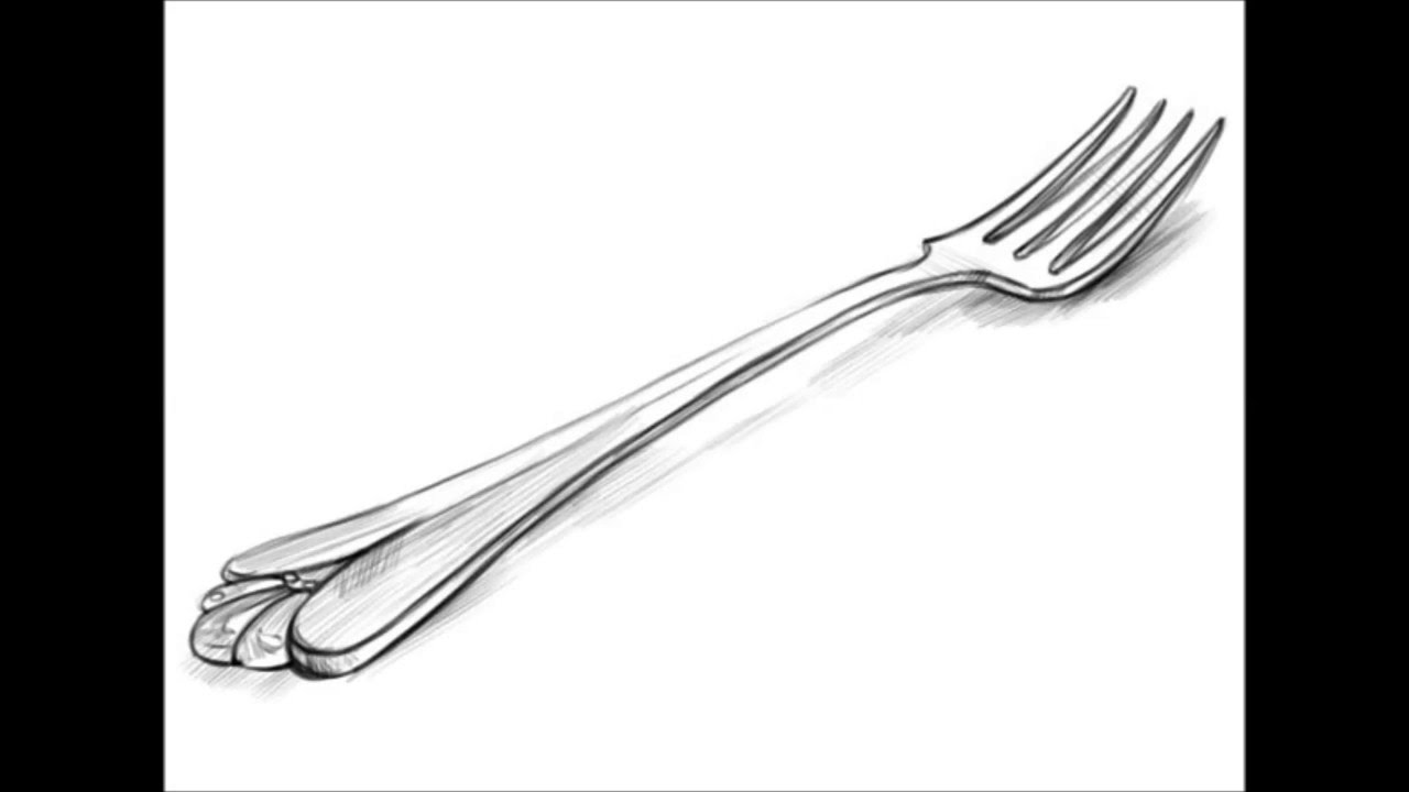 1280x720 How To Draw A Fork - Fork And Spoon Sketch