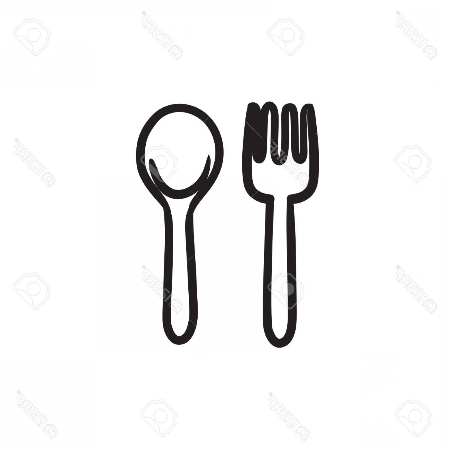 1560x1560 Photostock Vector Spoon And Fork Vector Sketch Icon Isolated On - Fork And Spoon Sketch