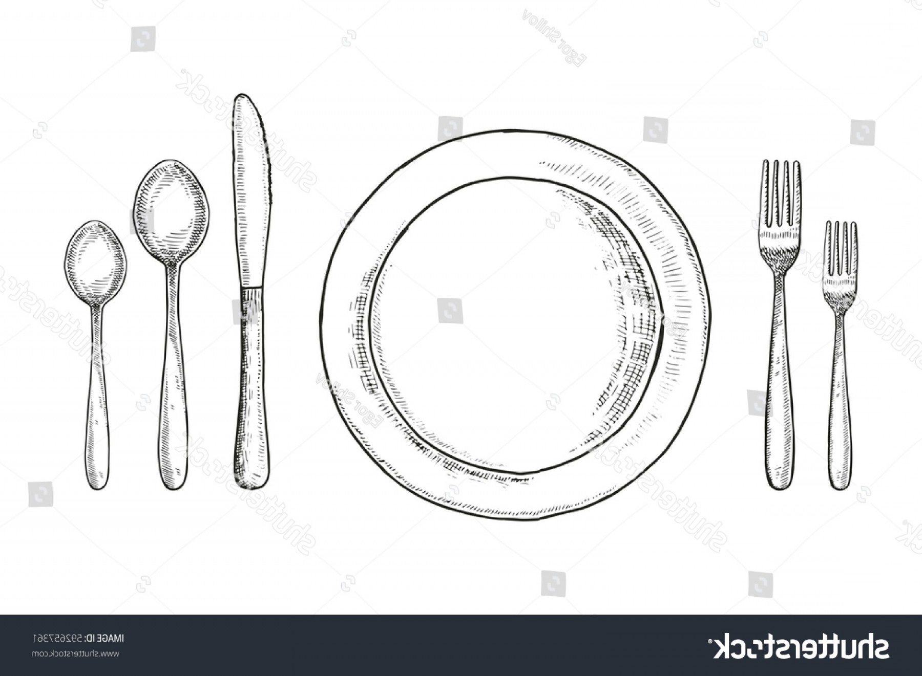 1800x1321 Plate Knife Fork Spoon Sketch Cutlery Orangiausa - Fork And Spoon Sketch