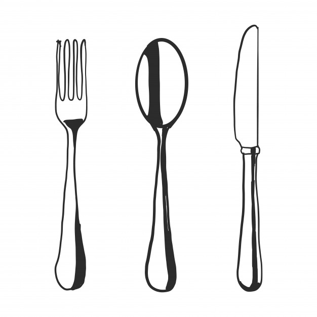 626x626 Doodle Fork Spoon Knife Vector Free Download - Fork And Spoon Sketch