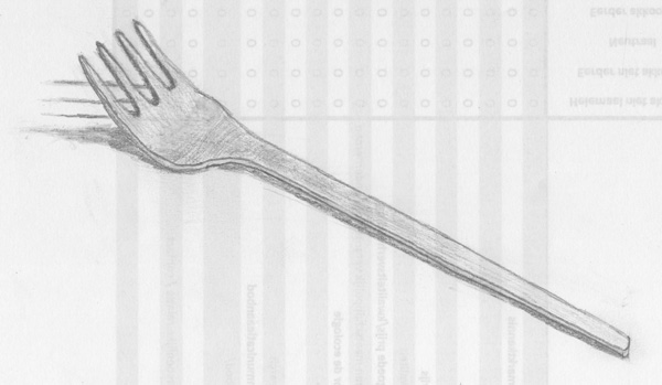 600x349 Kitchen Drawings Fork A Stream Of Milk - Fork Sketch