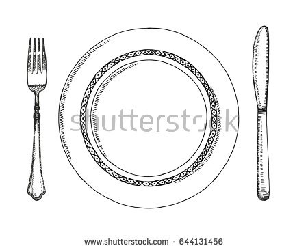 450x366 Collection Of Plate Knife And Fork Drawing High Quality - Fork Sketch