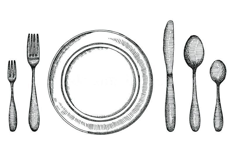 800x533 Knife Fork And Spoon Set Download Plate Knife Fork And Spoon And A - Fork Sketch